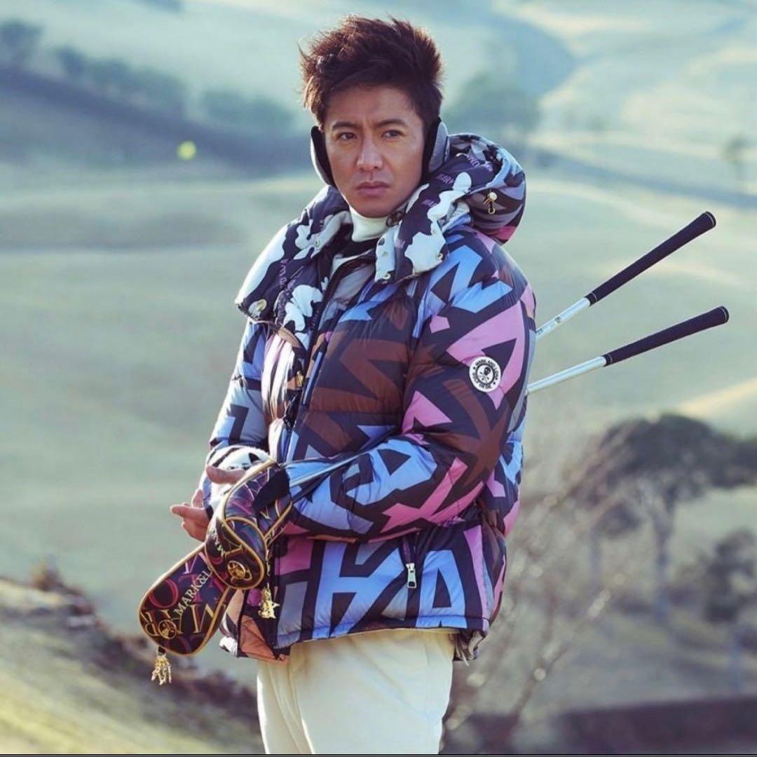 美品マークアンドロナ MARK&LONA総柄 リバーシブル ダウンジャケット48