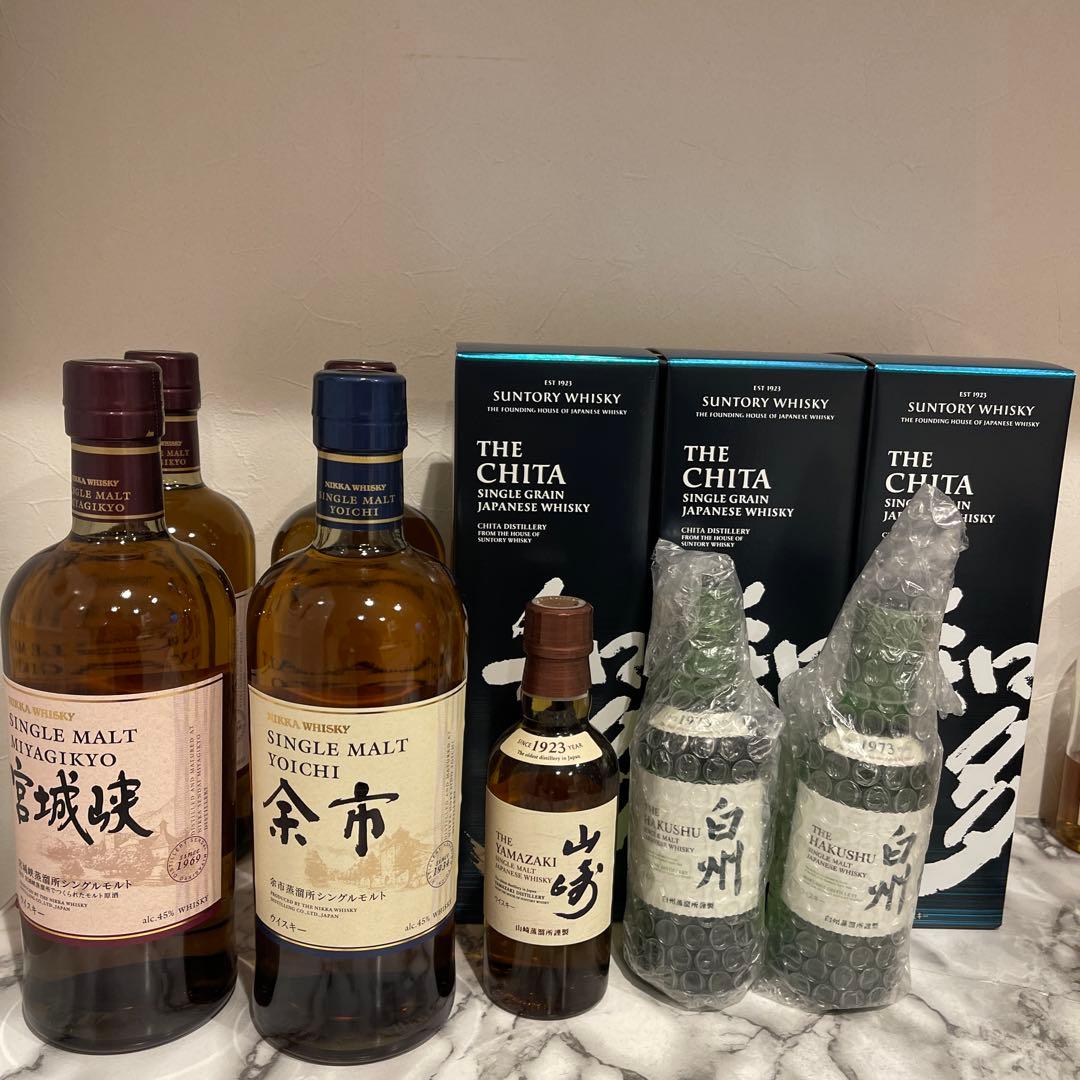 サントリー 山崎 知多 白州 ニッカ 宮城峡 余市　合計９本セット