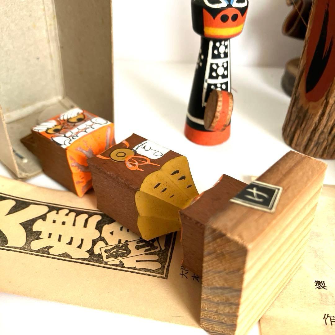 鬼こけし 妖怪 大津絵 鬼剣舞 魔除け鬼 鹿踊り 祭事 むくり こくり 怪異6点