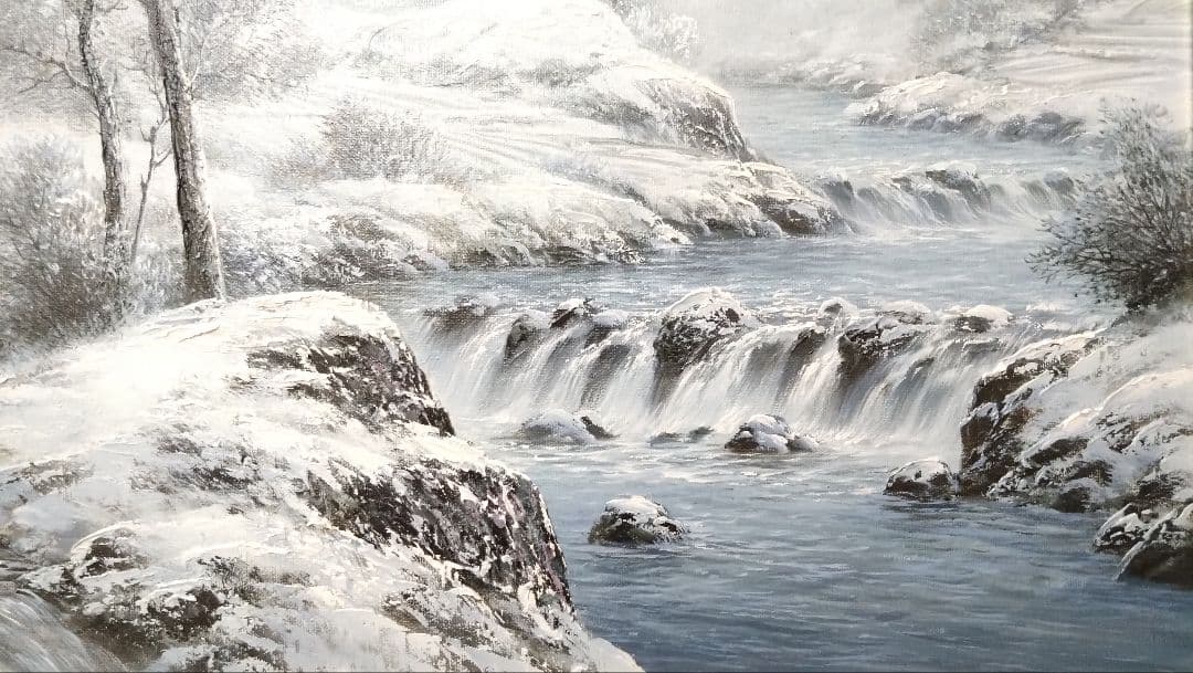 人見友紀　伝説の逃亡画家　雪景色　油彩　油絵　風景画　12号