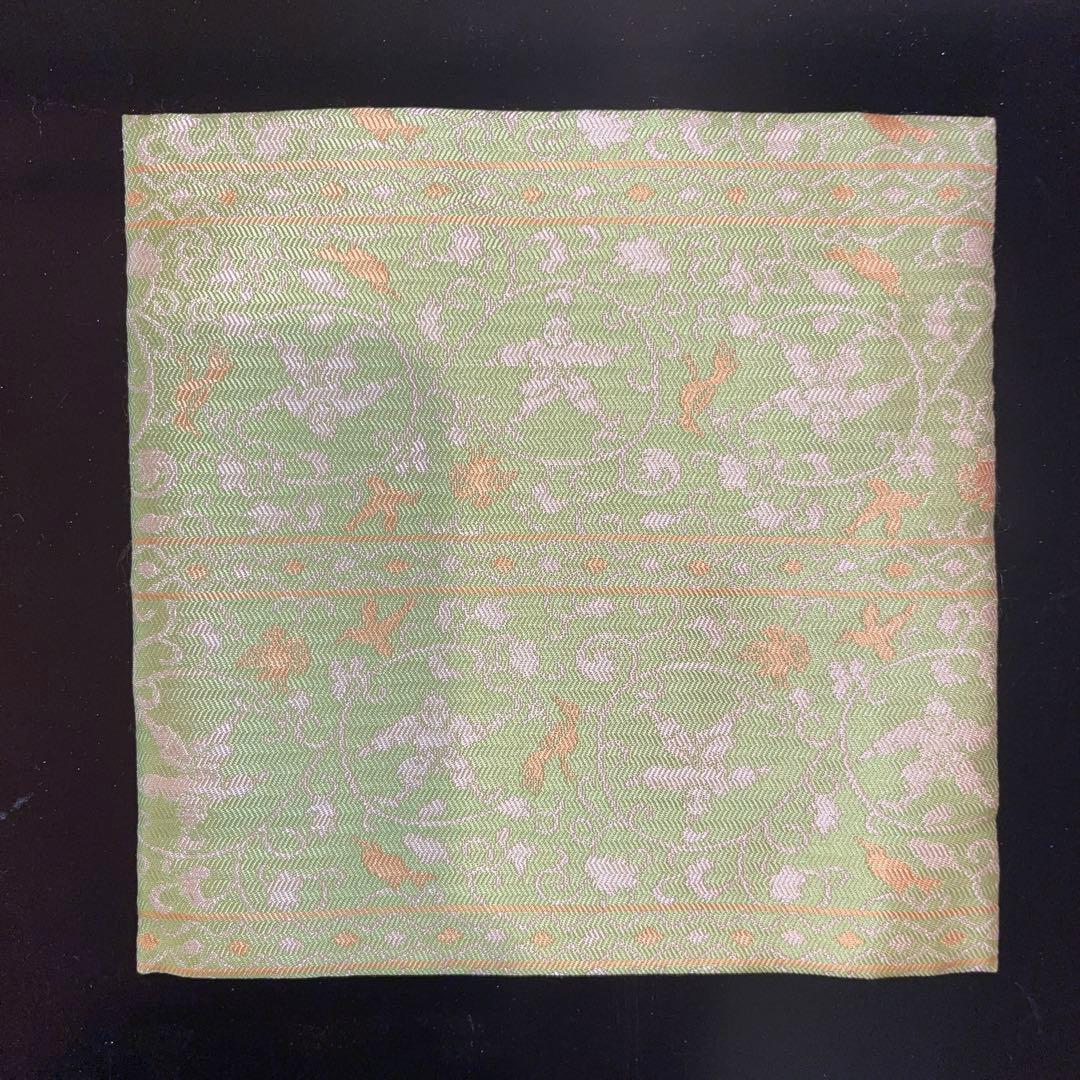 薄緑色 花柄 茶道用古帛紗