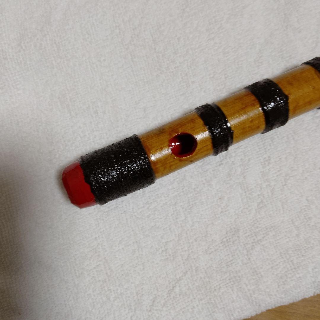 篠笛 木製 欅色と黒のストライプ四本調子七穴古典調（囃子用）