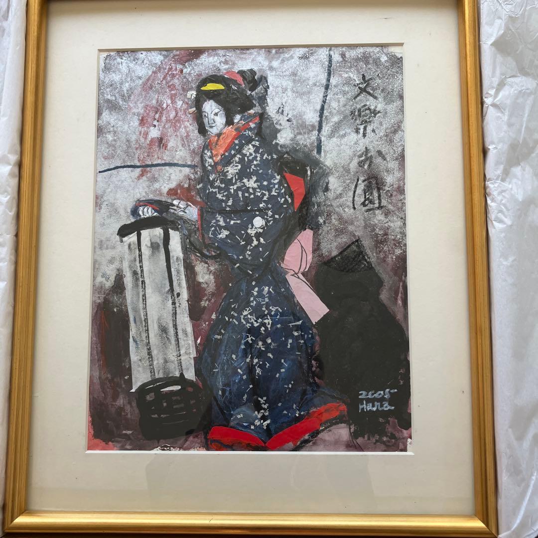 日本画 女性と提灯 2005年作