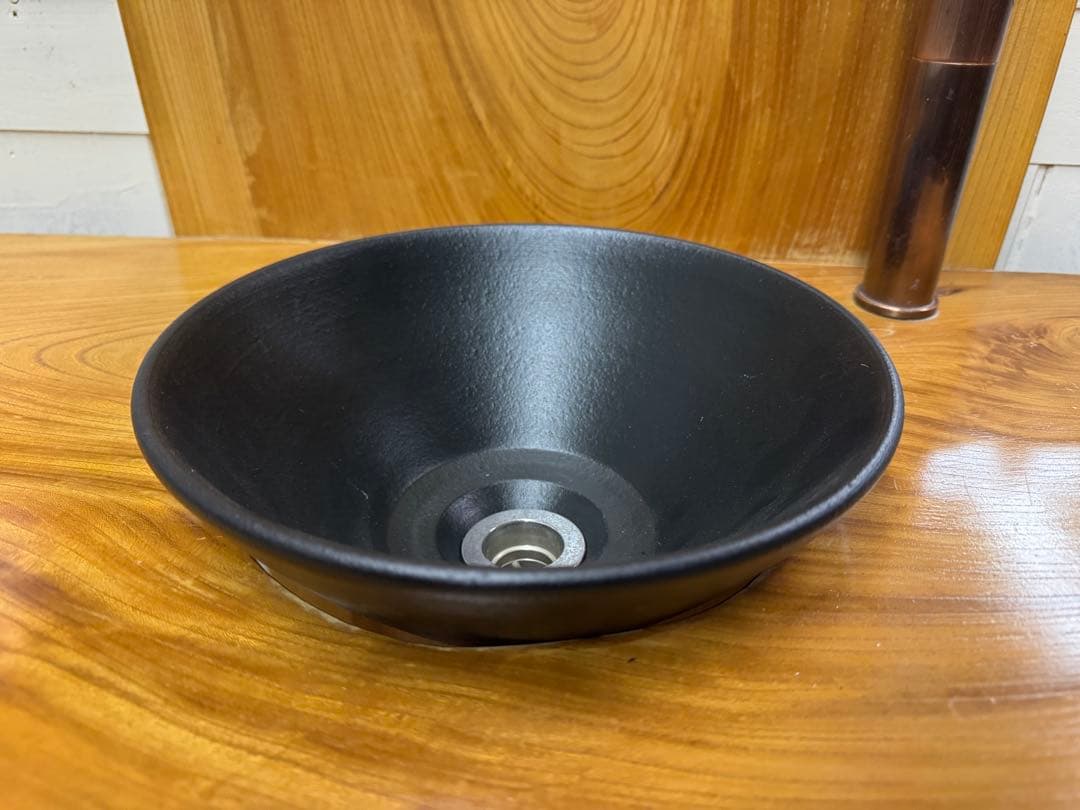 こ*う様 新品★信楽焼★手洗鉢★洗面ボウル★洗面鉢★陶器★約25.5㎝★黒