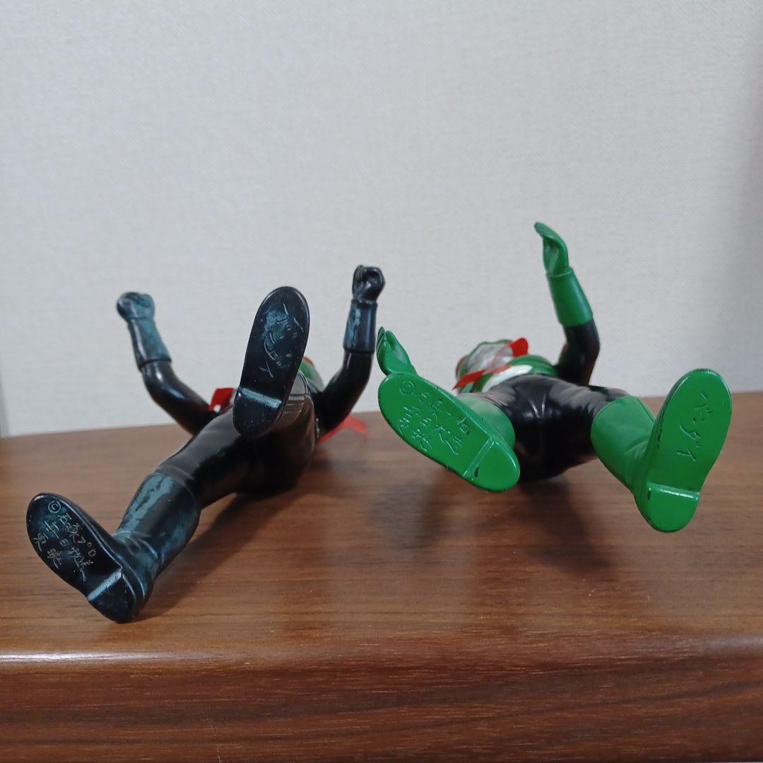 当時もの旧バンダイ社製　仮面ライダー１号＆２号　希少ソフビフィギュア２体セット