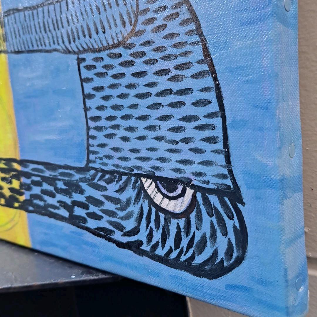 キャンバス油絵　専用　鳥とお花とおじさんと