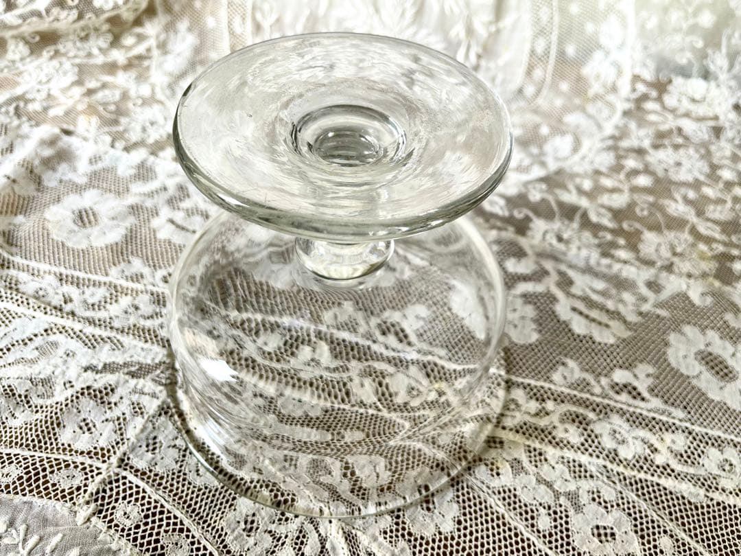 19世紀手吹きガラスの脚付コンフィチュールグラス　フランスアンティーク　クープ