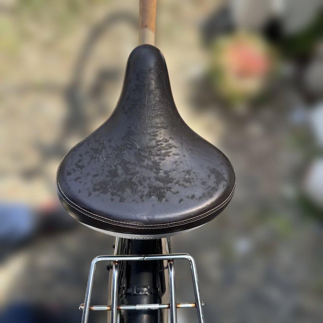 シティサイクル ベージュ 前面バスケット付き　マルキン　3段ギア付き