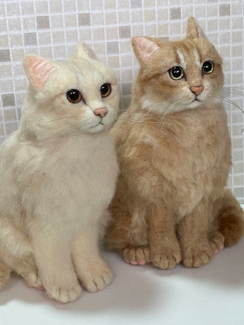 羊毛フェルト 猫 サンプルページ 茶トラ キジトラ クリーム色 ペットロス