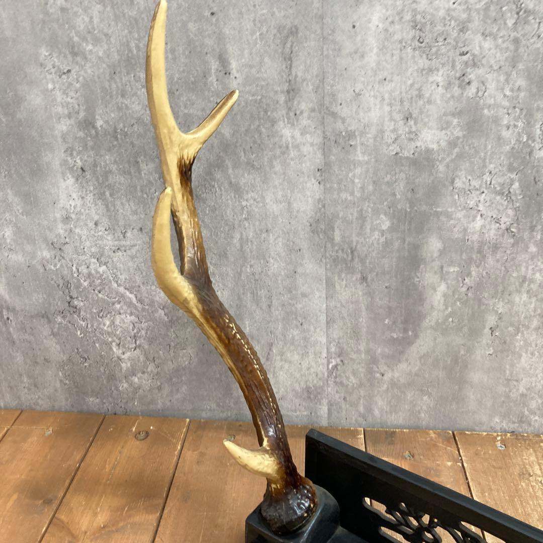 4階 【希少】鹿の角型 刀掛け 刀置き 二本掛け 飾り台 刀剣 武具 骨董