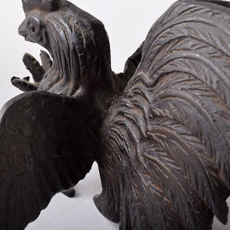 中国　古銅　鳥　置物　一對　C　7581