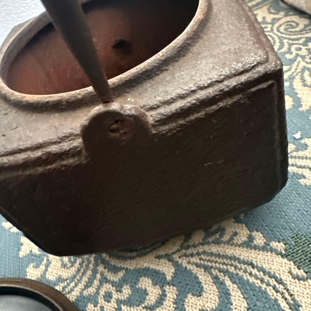 鉄瓶 正方形 明治 急須 煎茶道具 茶道具 茶器 金属工芸 時代物 古民家