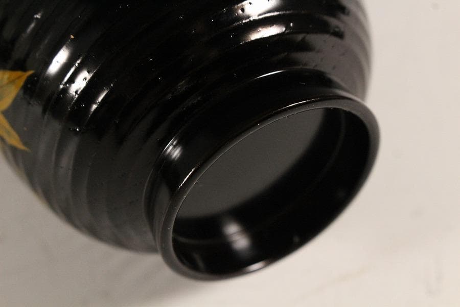 塗師 表次造 色絵雲錦 黒小吸物椀 十客 共箱 美品(K-XA874)