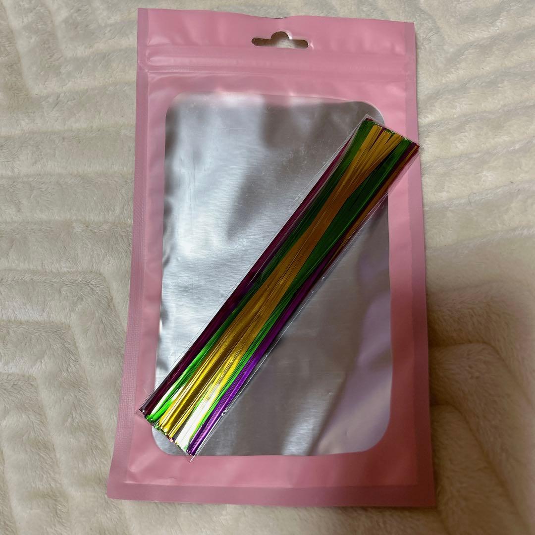 ラッピングタイ ワイヤータイ ビニタイ メタリック ランダム 7色 70本