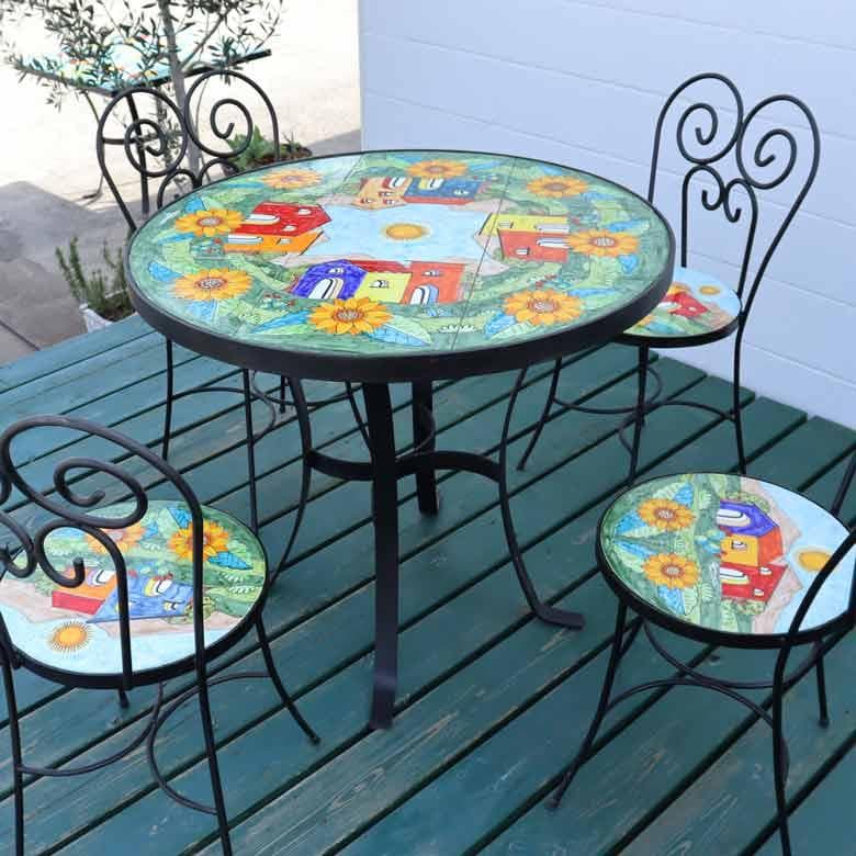 イタリア テーブルセット ガーデン 5点セット 90cm ニーノパルッカ