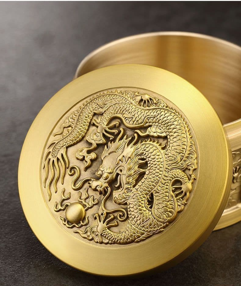 銅 細工 レリーフ竜紋茶壺 茶道具 香道具 工芸品 置物
