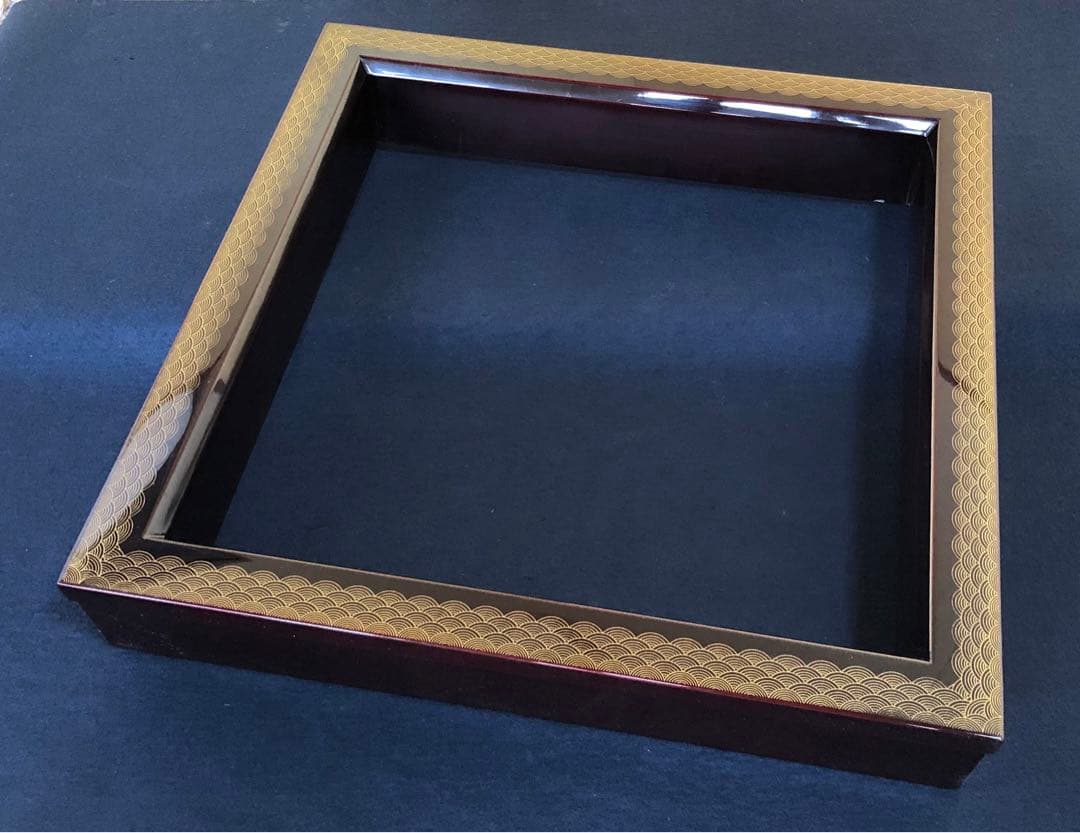 割引❗️《レ》溜塗 青海波蒔絵 炉縁 村田宗覚造 共箱 元箱　251024い6