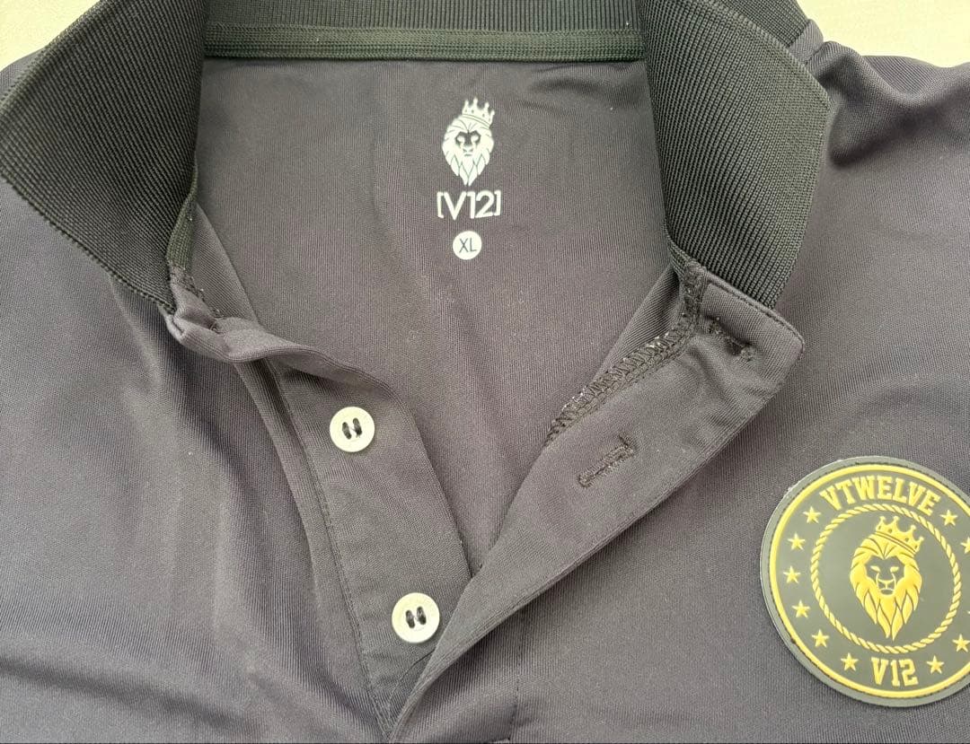 V12 ポロシャツ XL 黒/白/赤