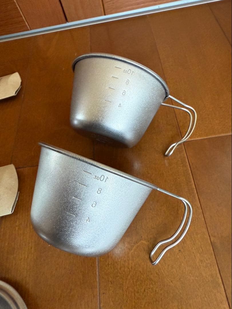 スノーピーク 深型チタンシェラカップ 蓋付き ステンレスレンゲ セット売り