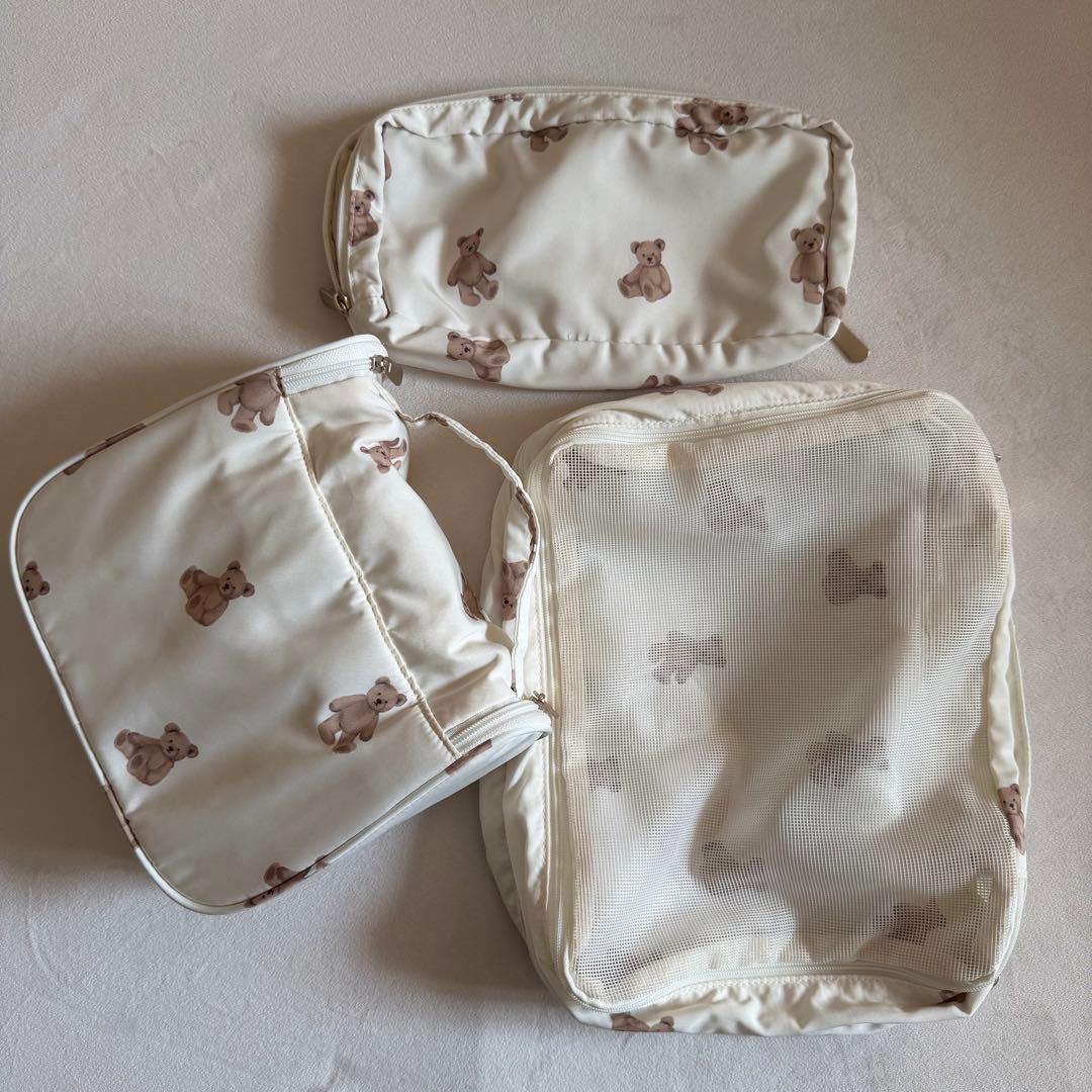 ジェラートピケ　トラベルポーチ3点セット