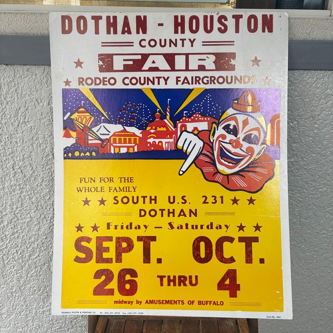 希少レアBIG！50's〜アメリカアンティーク　ピエロ道化師サーカス遊園地広告