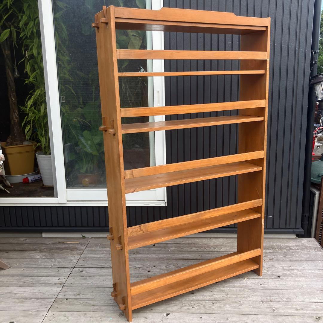 昭和レトロ ミッドセンチュリー くさび型 楔棚 木製オープンラック 本棚 飾り棚