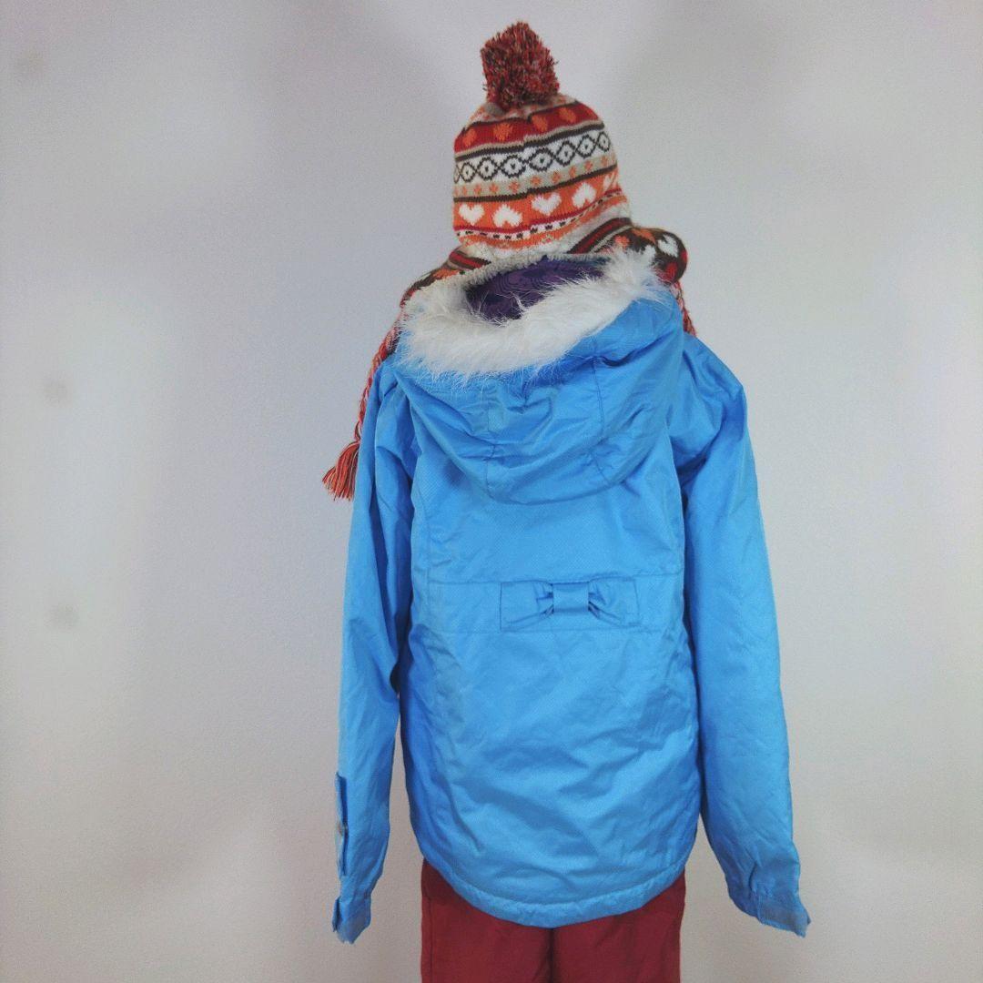 スキーウェア　キッズ　子供　150cm　女の子　水色　レッド　ゴーグル　グローブ