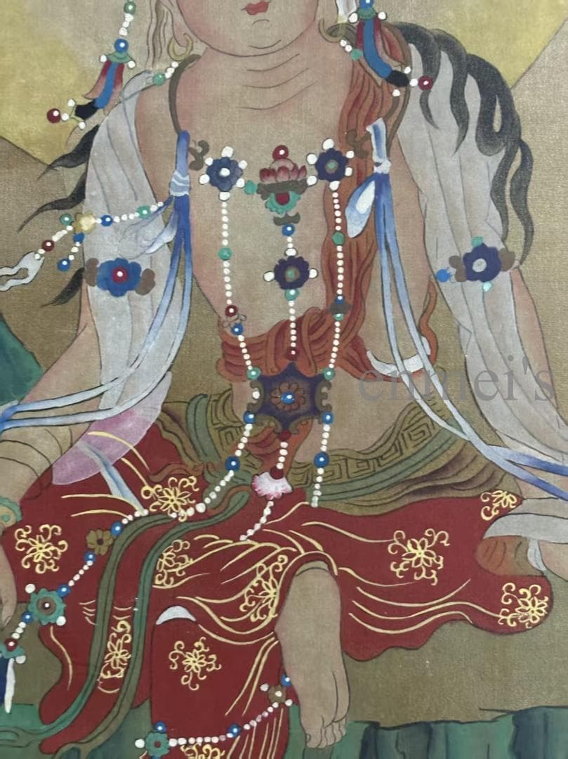 中国古美術 近代 丁観鵬 観音菩薩 掛軸 水墨画 肉筆 中国書画 古美味 中堂画