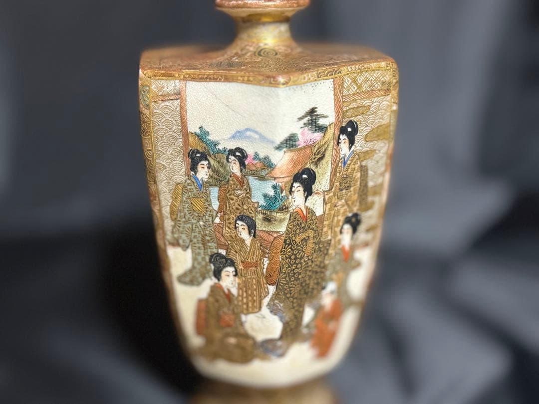 大日本薩摩焼保土田金襴手人物花瓶(16萬半額)