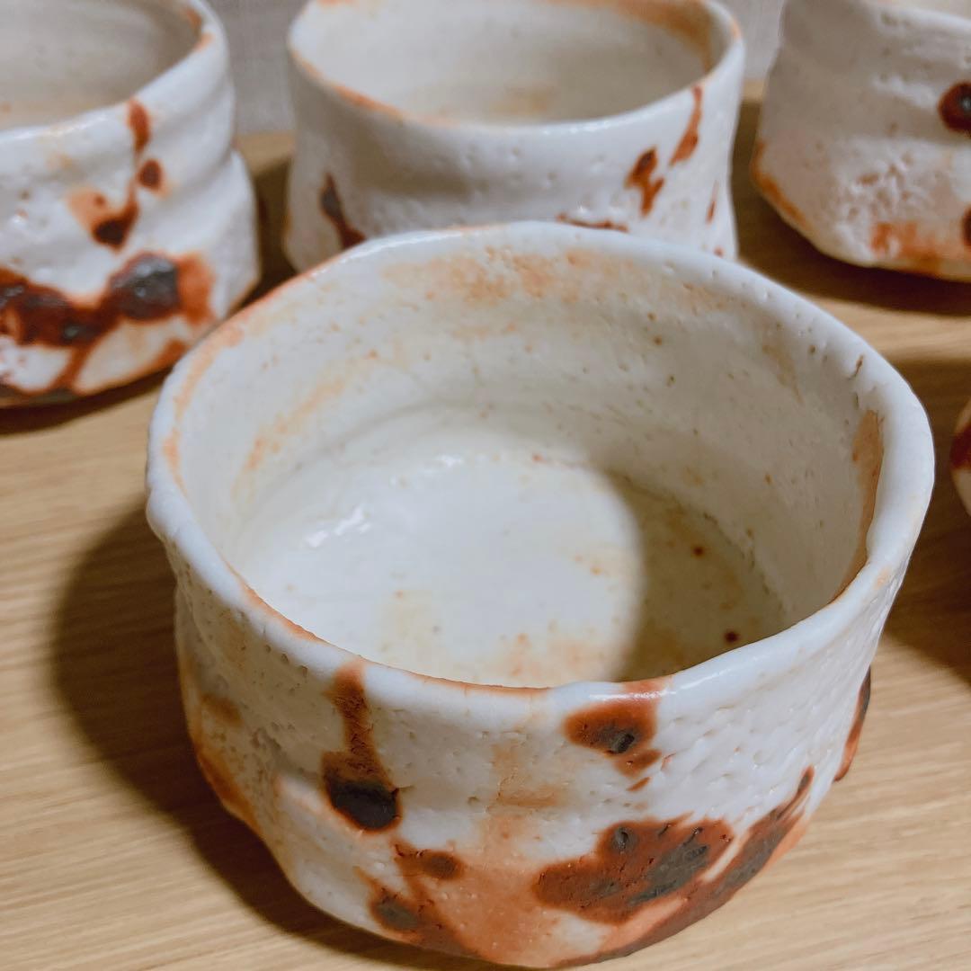 志野焼　汲み出し茶碗 加藤豊久 土代久 真作 5客