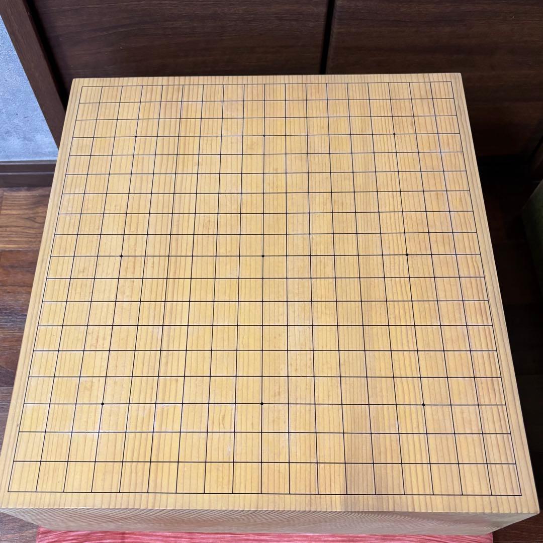 【美品】丸正謹製 5寸 足付碁盤 緑箱・黄色布カバー付き