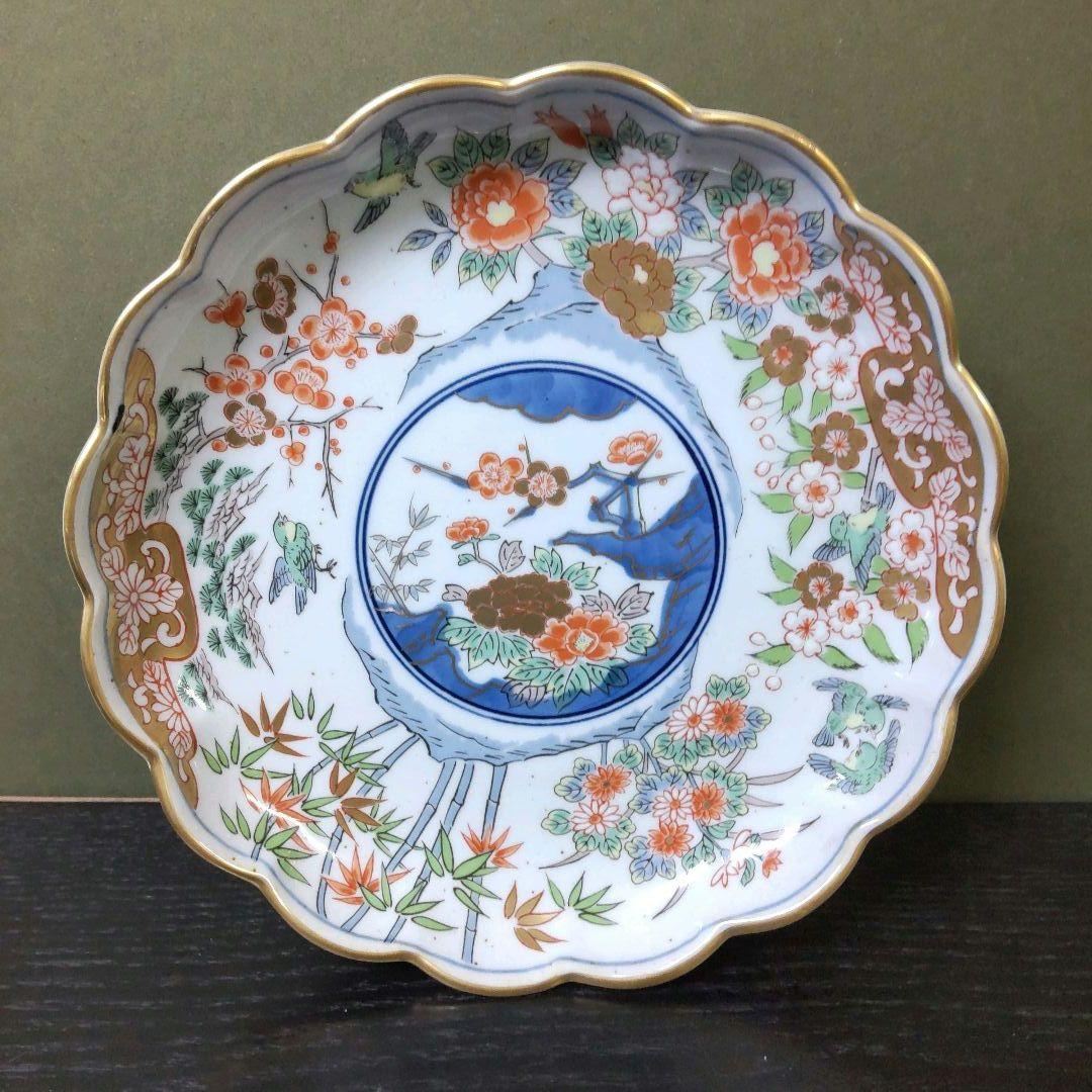 （807）✿有田焼★弥左衛門窯★古伊万里写★7号取皿揃★破魔オマケ付き★