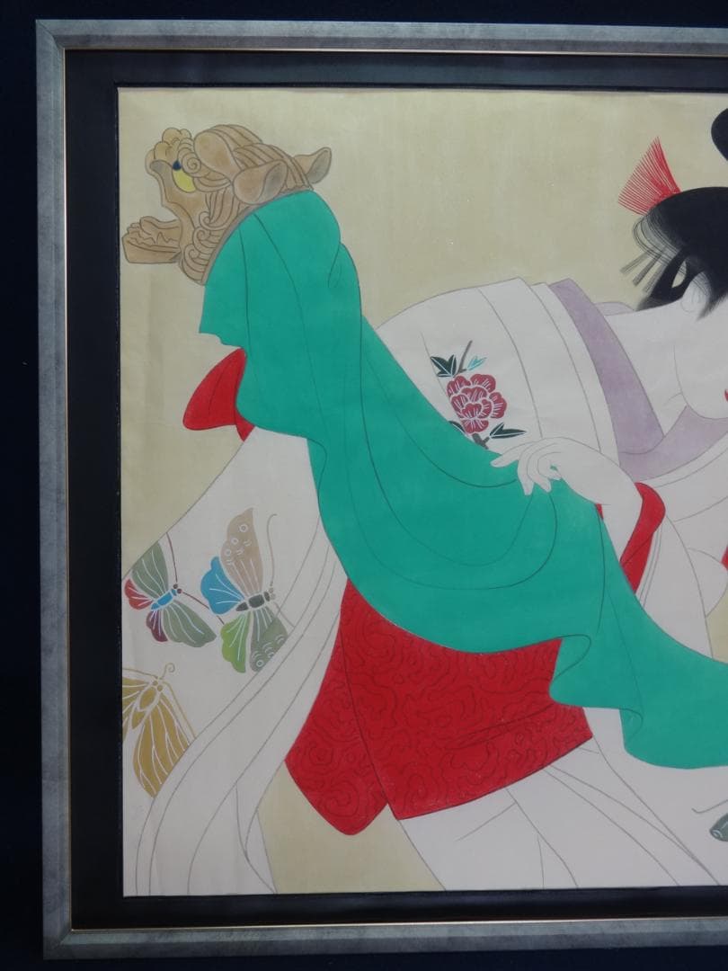 伊東深水 鏡獅子 1934年頃　肉筆水彩画　紙本著色・額装