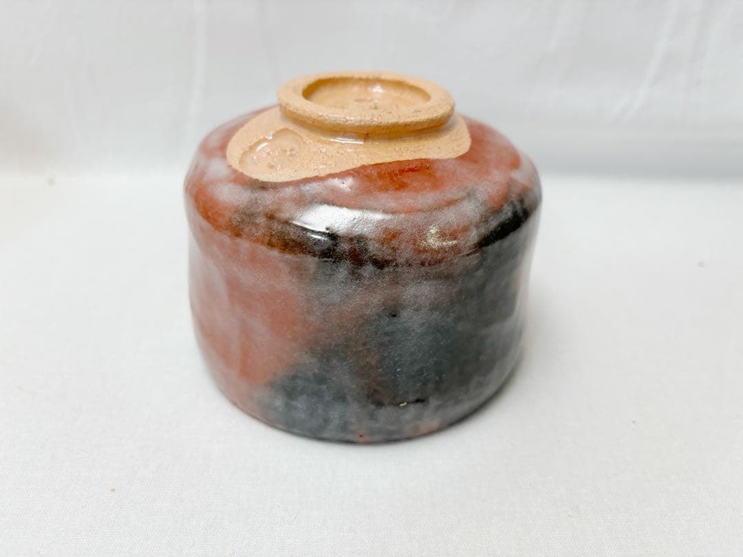 未使用 茶道具 佐々木昭楽作 慶入写 鈴の絵 赤楽茶碗 陶印 共布 共箱 二重箱
