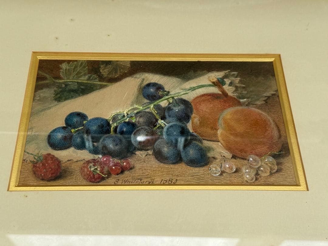 Sidney T. Whiteford 1880年　水彩画　果物の静物　額装