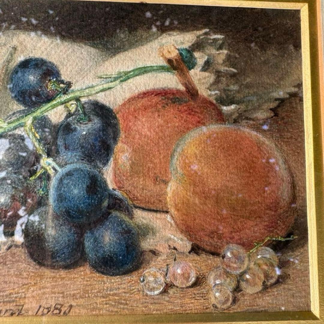 Sidney T. Whiteford 1880年　水彩画　果物の静物　額装