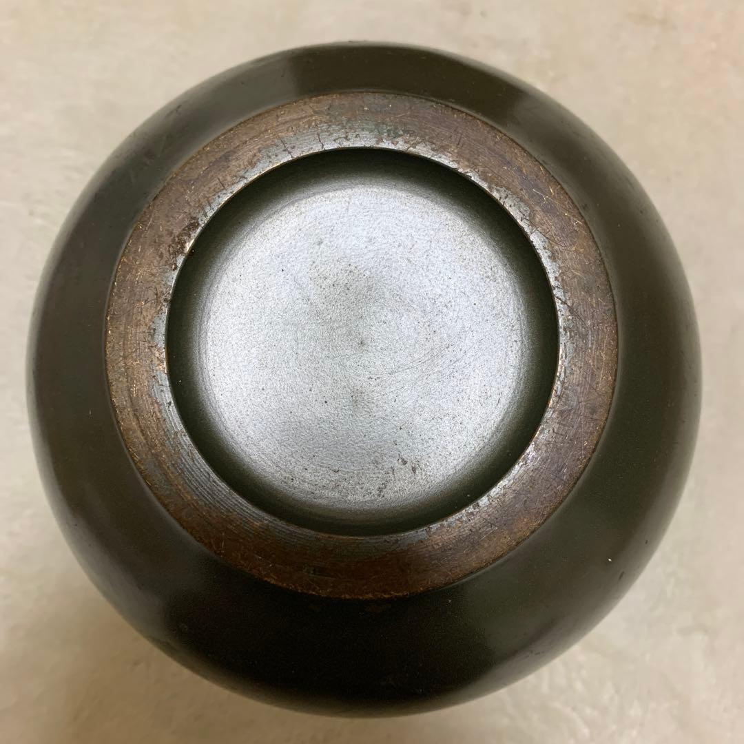 青銅銀象眼　富嶽　花瓶　泰造