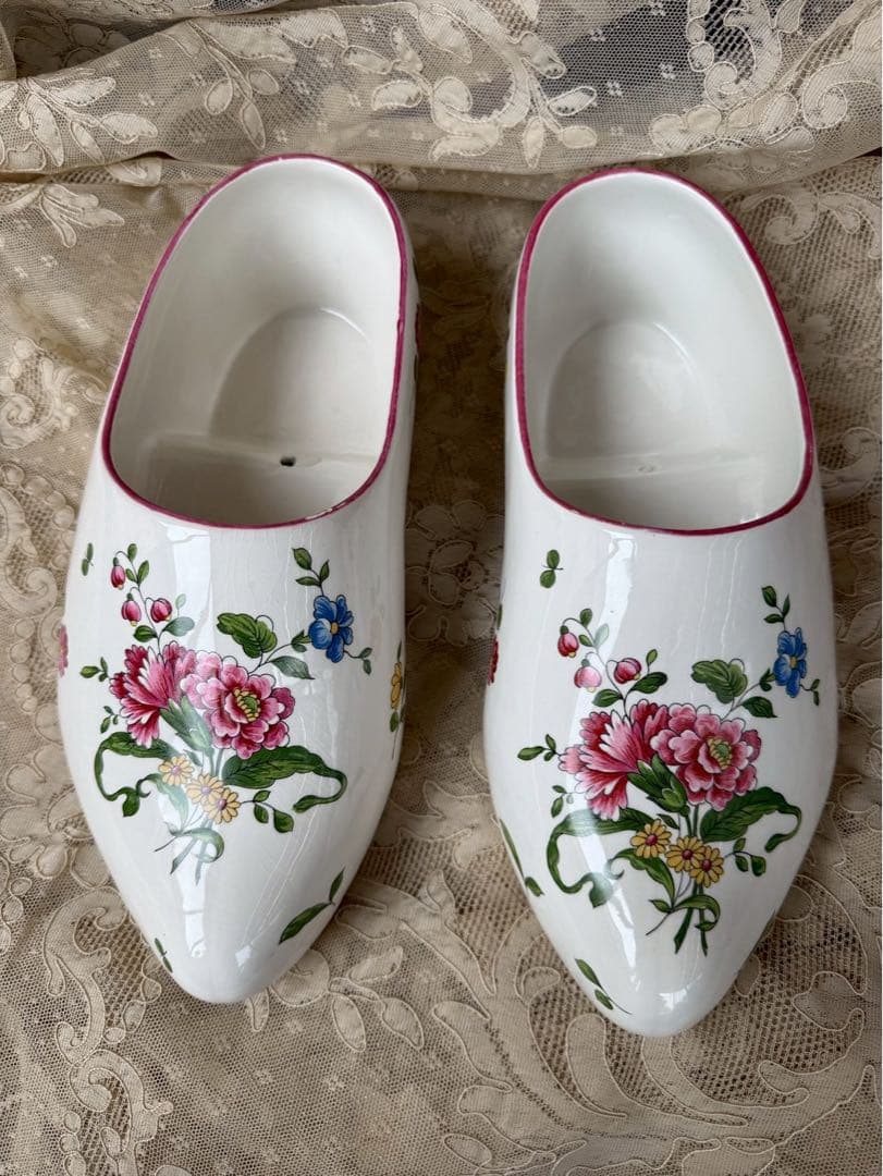 【く17】20 フランス　アンティーク　靴　Sant-Amand サボ