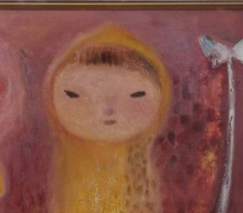 浜田裕子　油彩画 人物と猫の作品