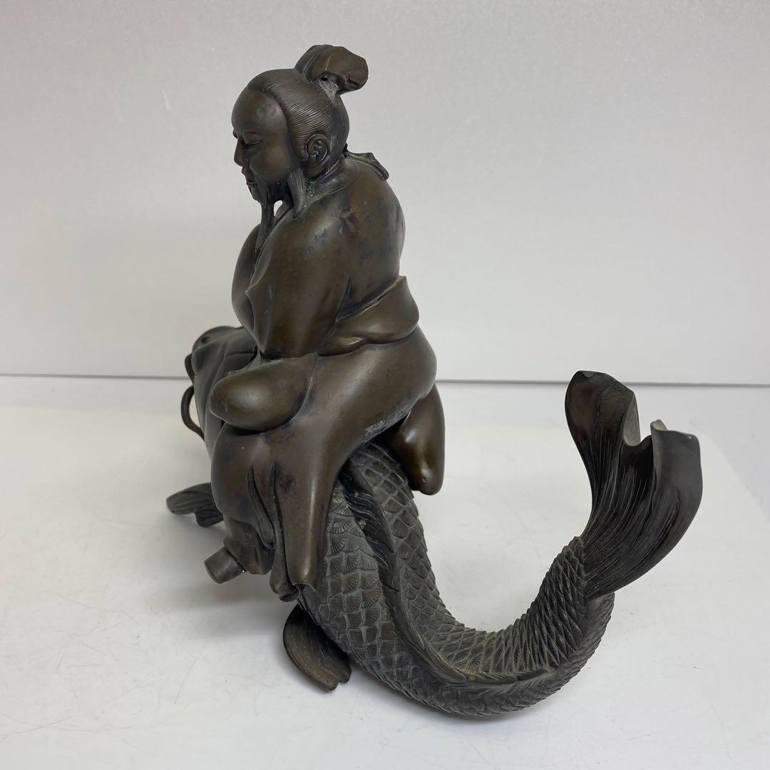古銅　鯉仙人　大香炉　3859g トコサ　東さ7-1207②