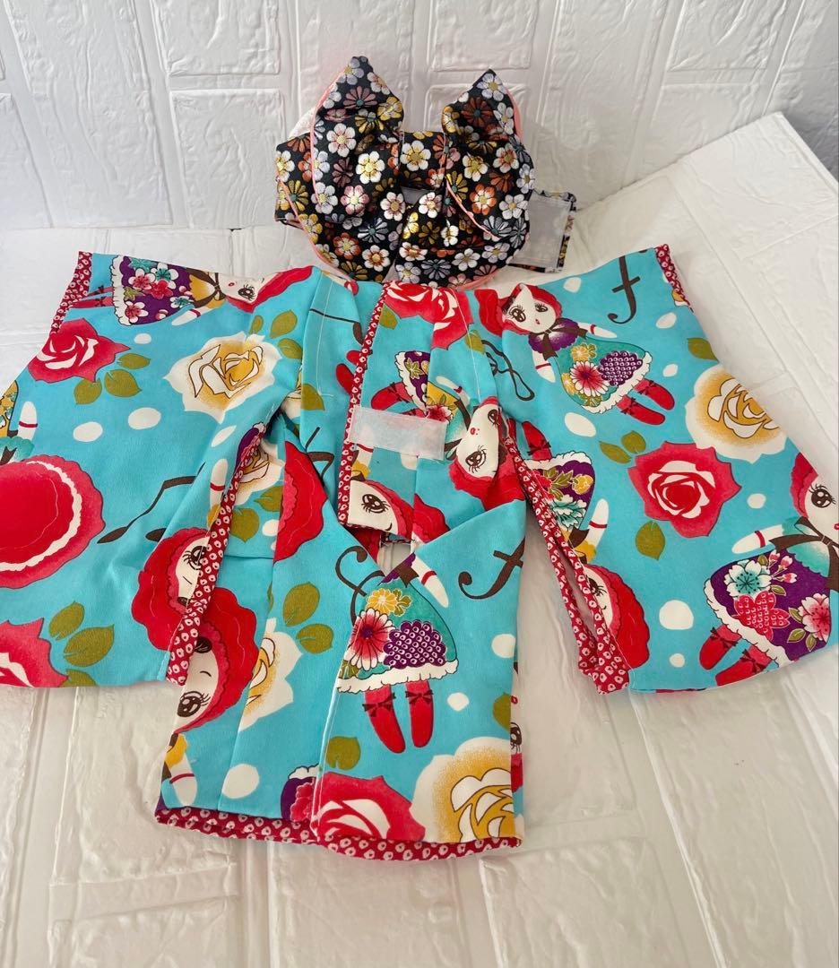 犬猫着物♡簡単に着れる着物帯付き 七五三　正月撮影会　振袖ひな祭り 人気の人形柄