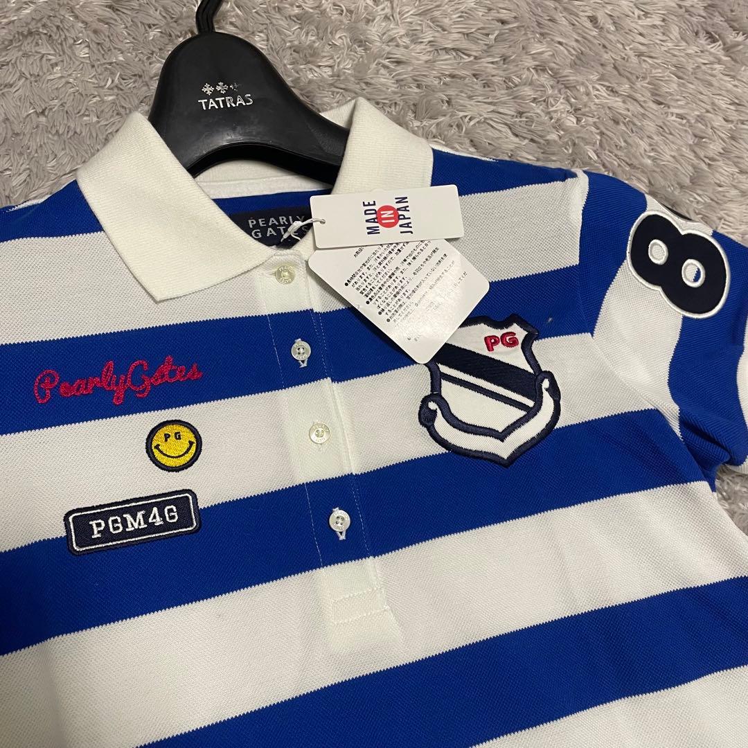 新品タグ付き　PEARLY GATES 半袖ポロシャツ 0 ボーダー　ワッペン