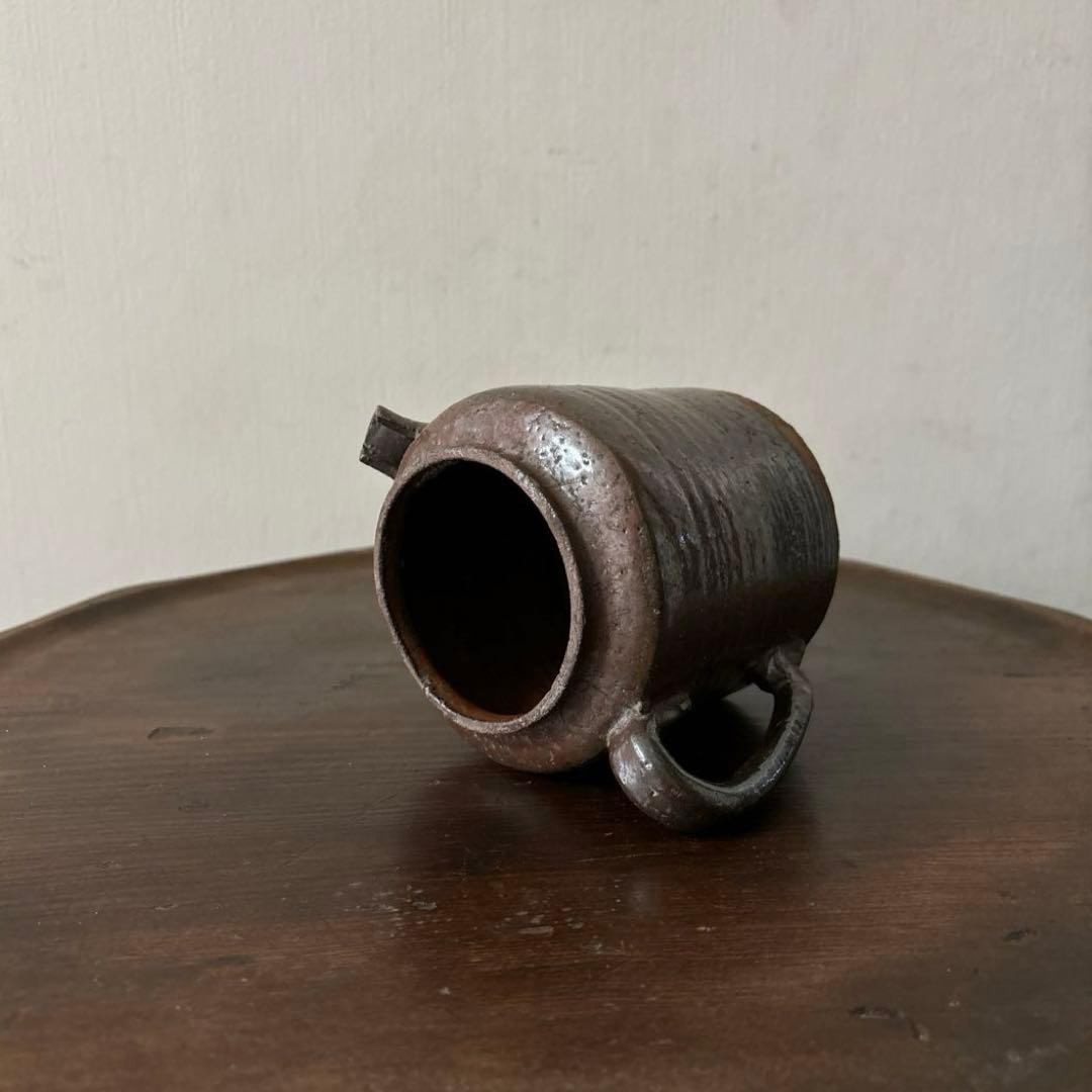 古い水差し　瀬戸　美濃　フラワーポット　アンティーク　古道具　ピッチャー　検李朝