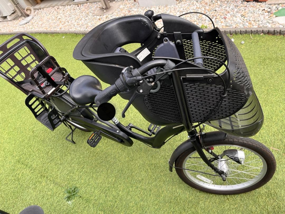 <コメント必須> チャイルドシート付きシティサイクル ブラック　3人乗り　非電動