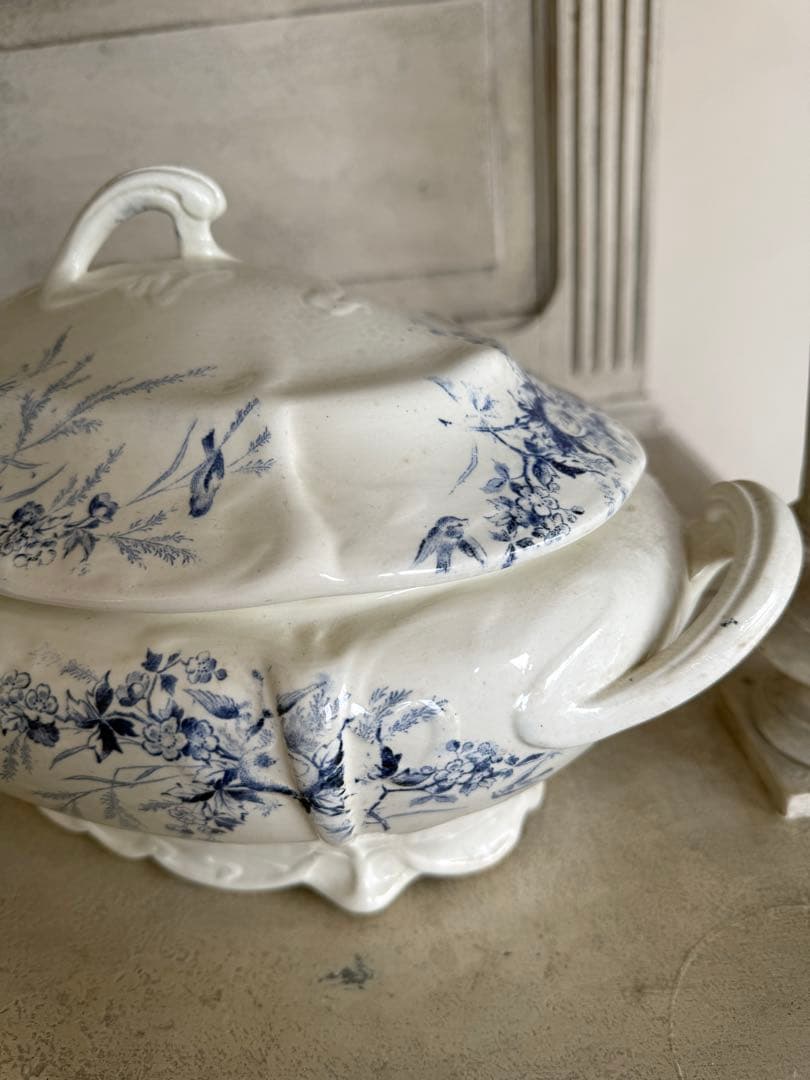 フランスアンティーク陶器クレイユモントローlinotteレアなスーピエール