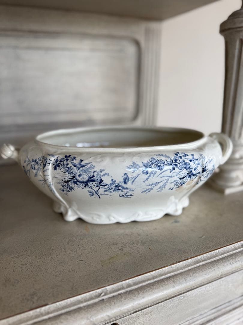 フランスアンティーク陶器クレイユモントローlinotteレアなスーピエール