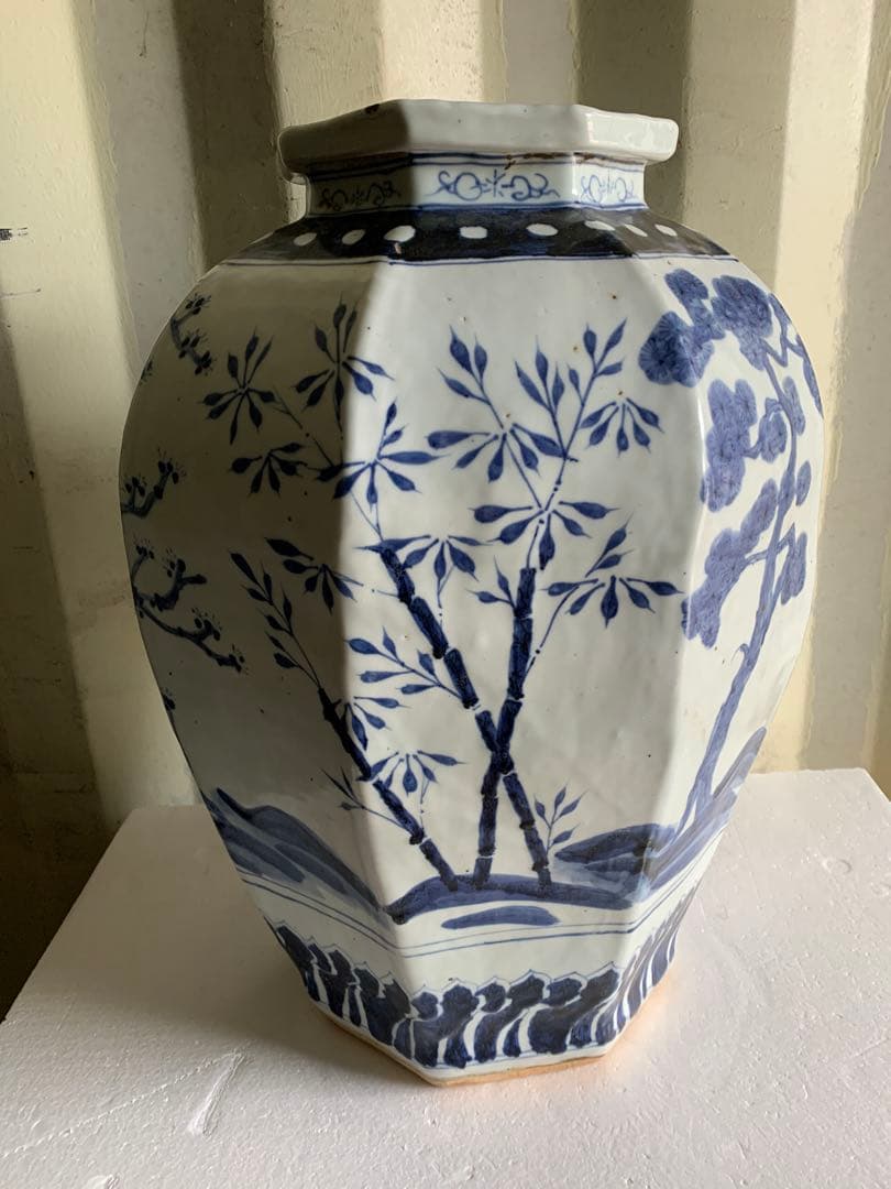 『2061』大明萬暦年製 款 染付 青華 壷 時代物