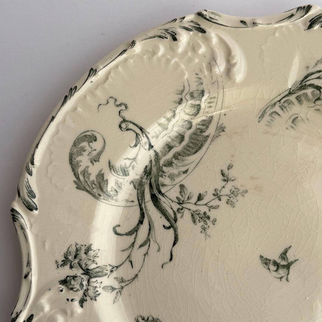 訳あり　フランスアンティーク　Gien ジアン レリーフ　デザートプレート