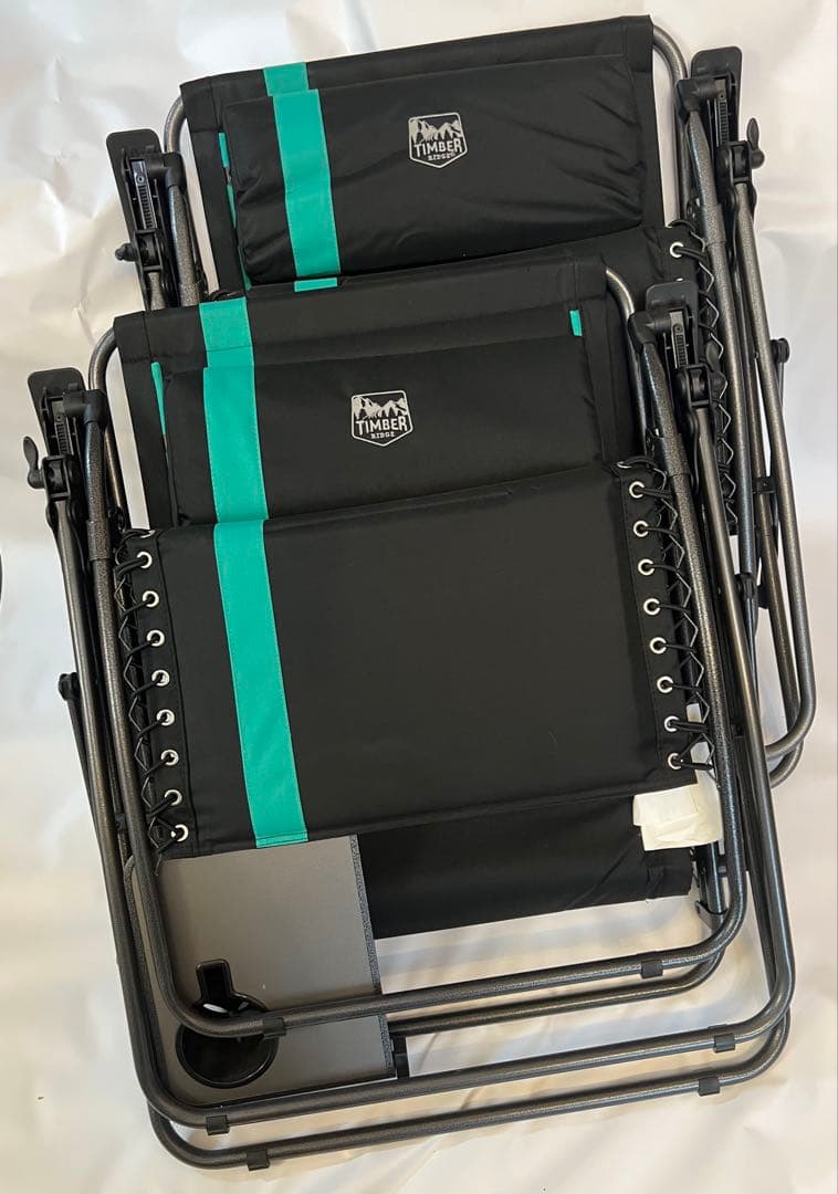 折りたたみ式アウトドアチェア ブラック/ターコイズ