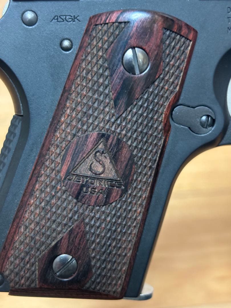 マルイ デトニクス.45 別売木製グリップ 革製ホルスター付属 ASGK刻印有り